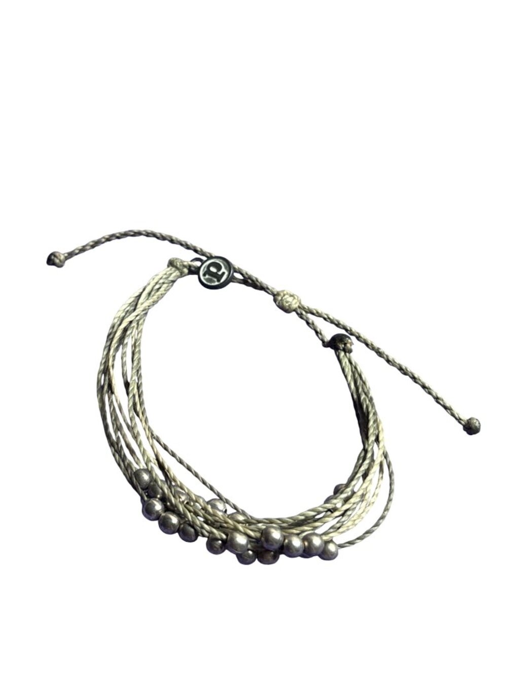 Pura Vida Multi Strand Cord Bracelet Silvertone Beaded